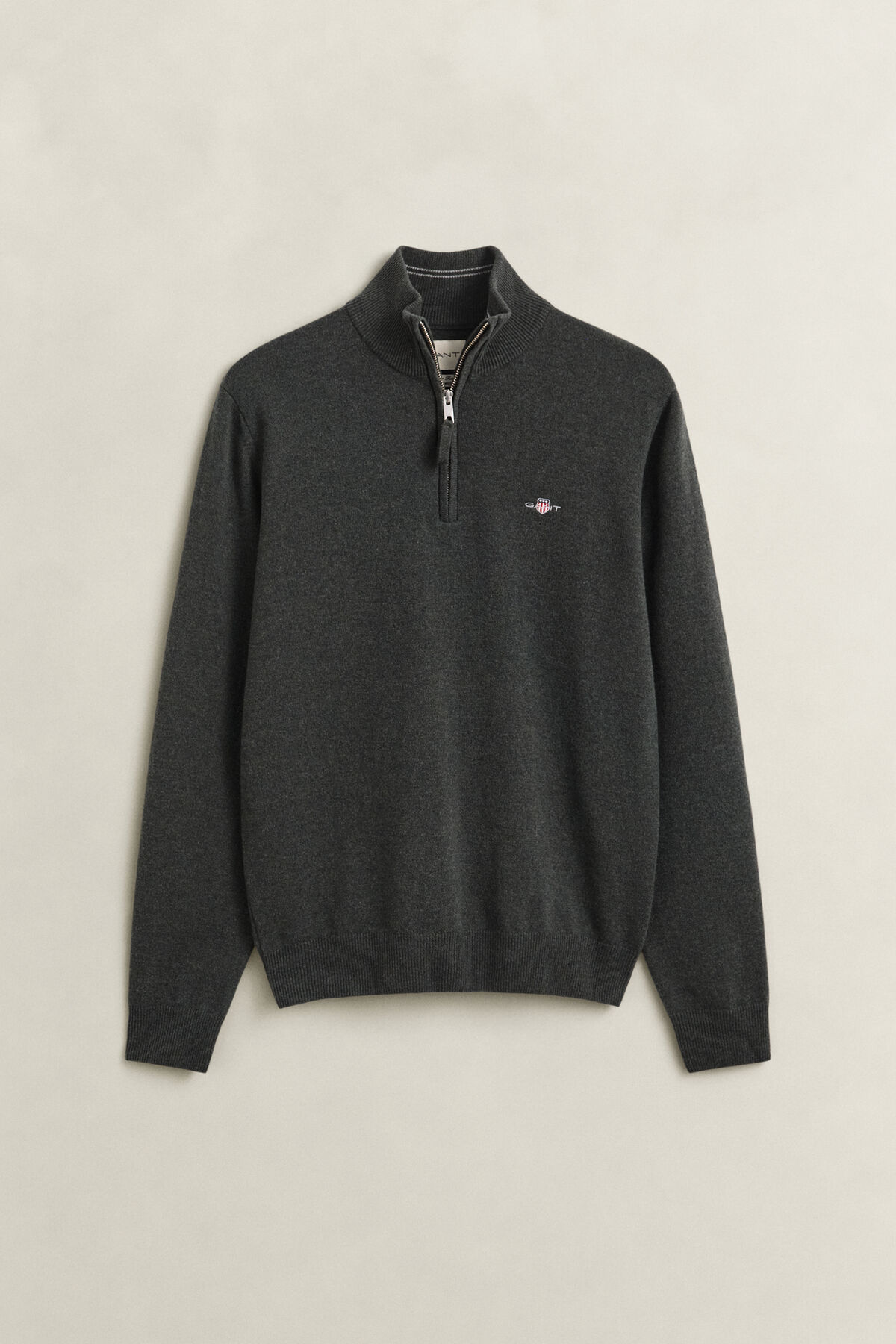 Lambswool Half-Zip Sweater — DARK MOSS GREEN