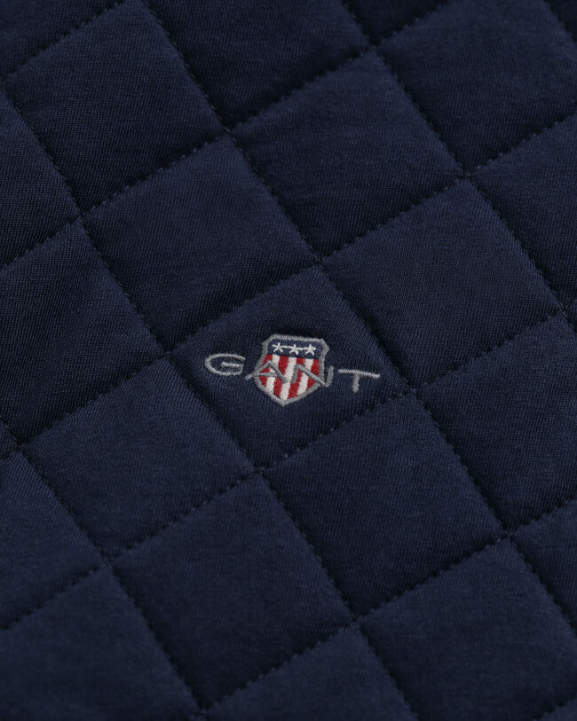 Corduroy Collar Quilted Zip Sweatshirt