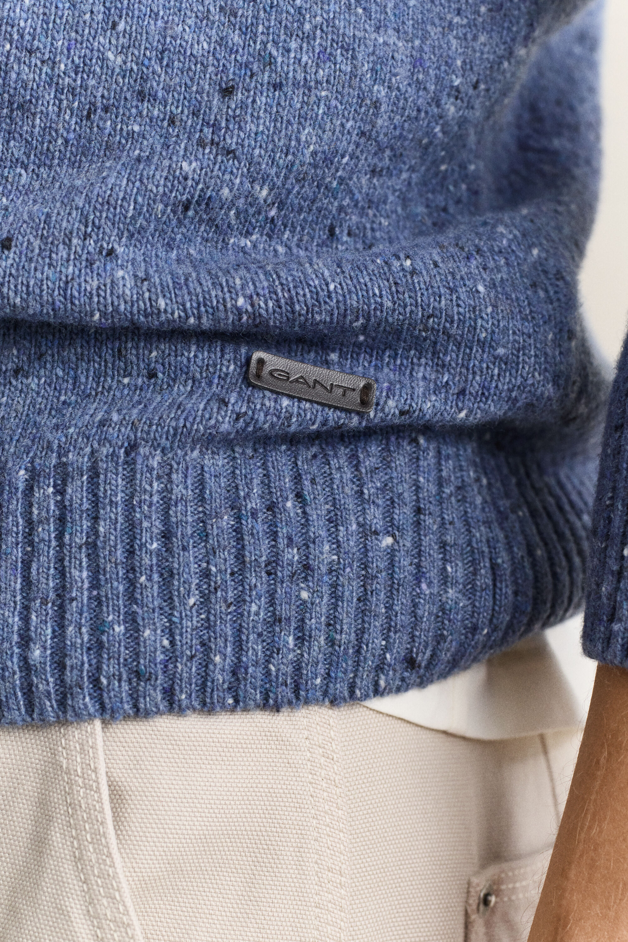 Wool Blend Nepps Polo Sweater