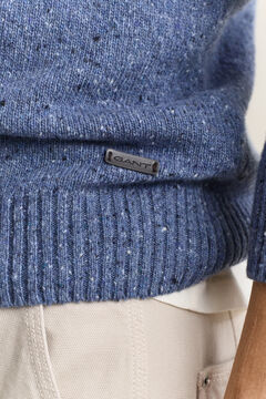 Wool Blend Nepps Polo Sweater — BLUE HORIZON 3