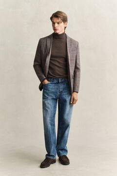 Checked Wool Suit Jacket — LIGHT TAUPE 8