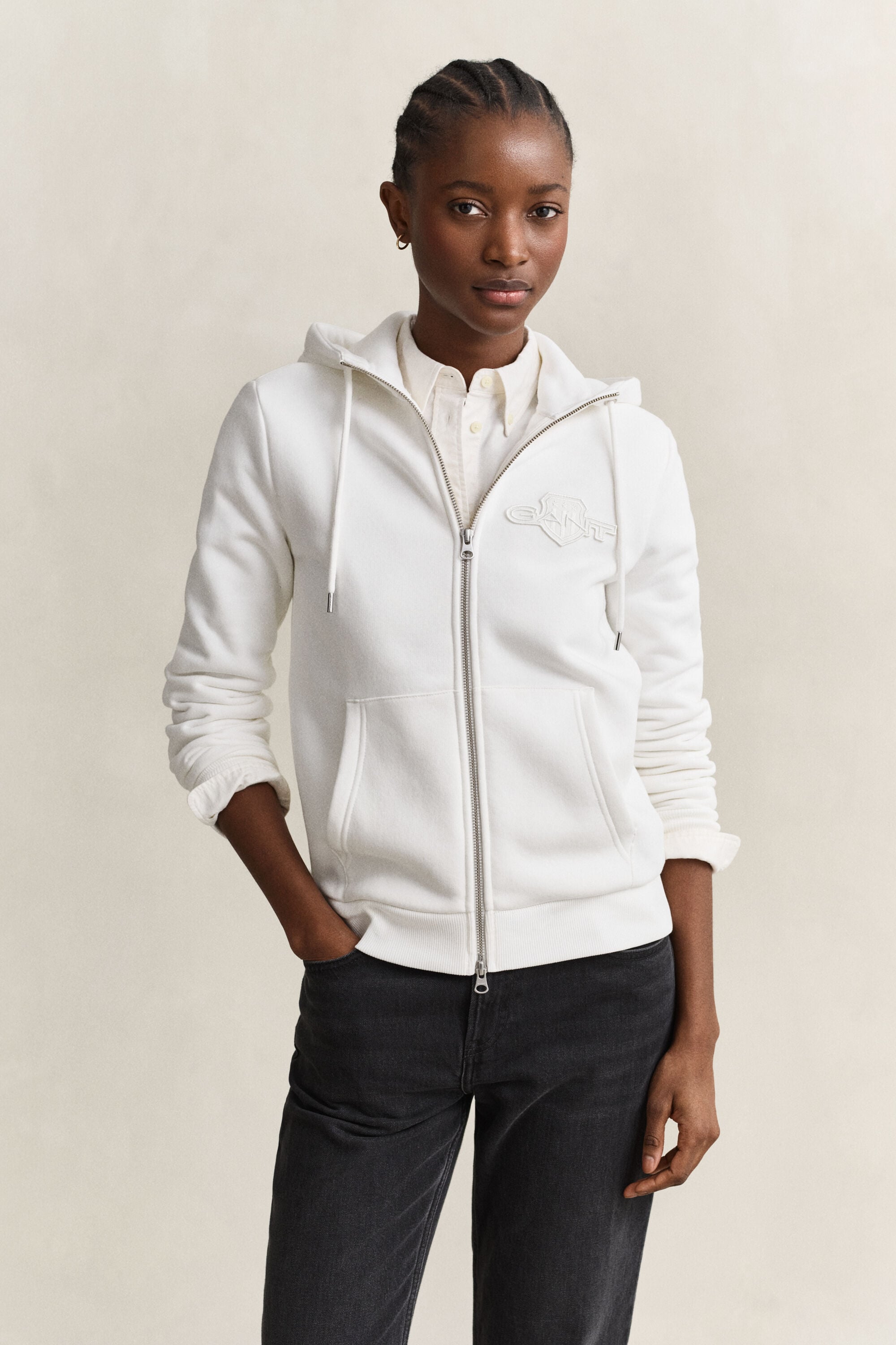 Tonal Shield Zip Hoodie