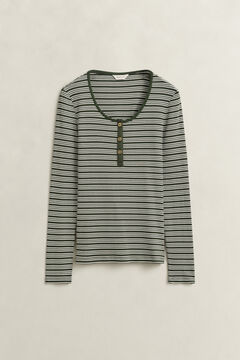 Ribbed Long Sleeve Henley Top — MOSSY GREEN 1