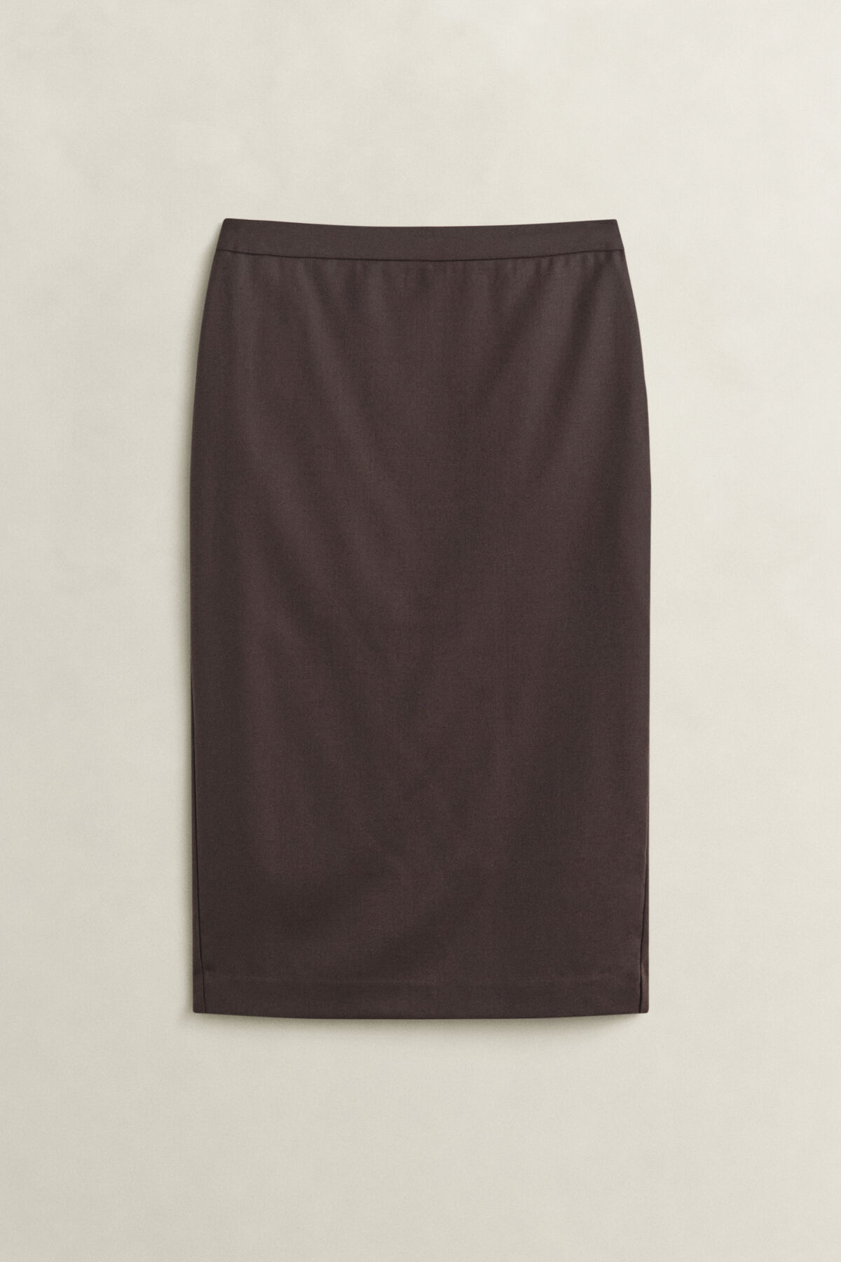 Wool Blend Pencil Skirt — DEEP BROWN