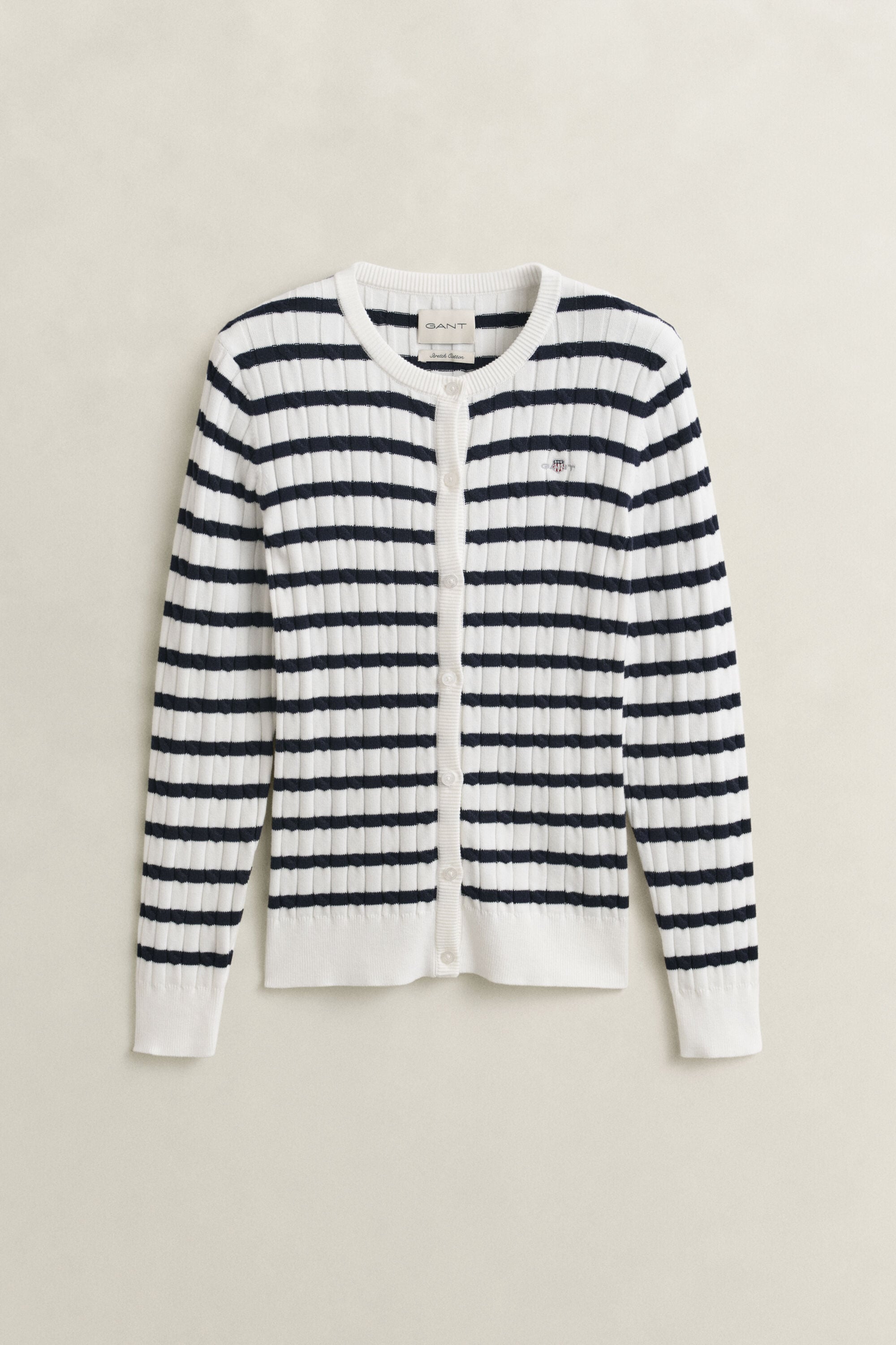 Striped Cable Knit Cardigan