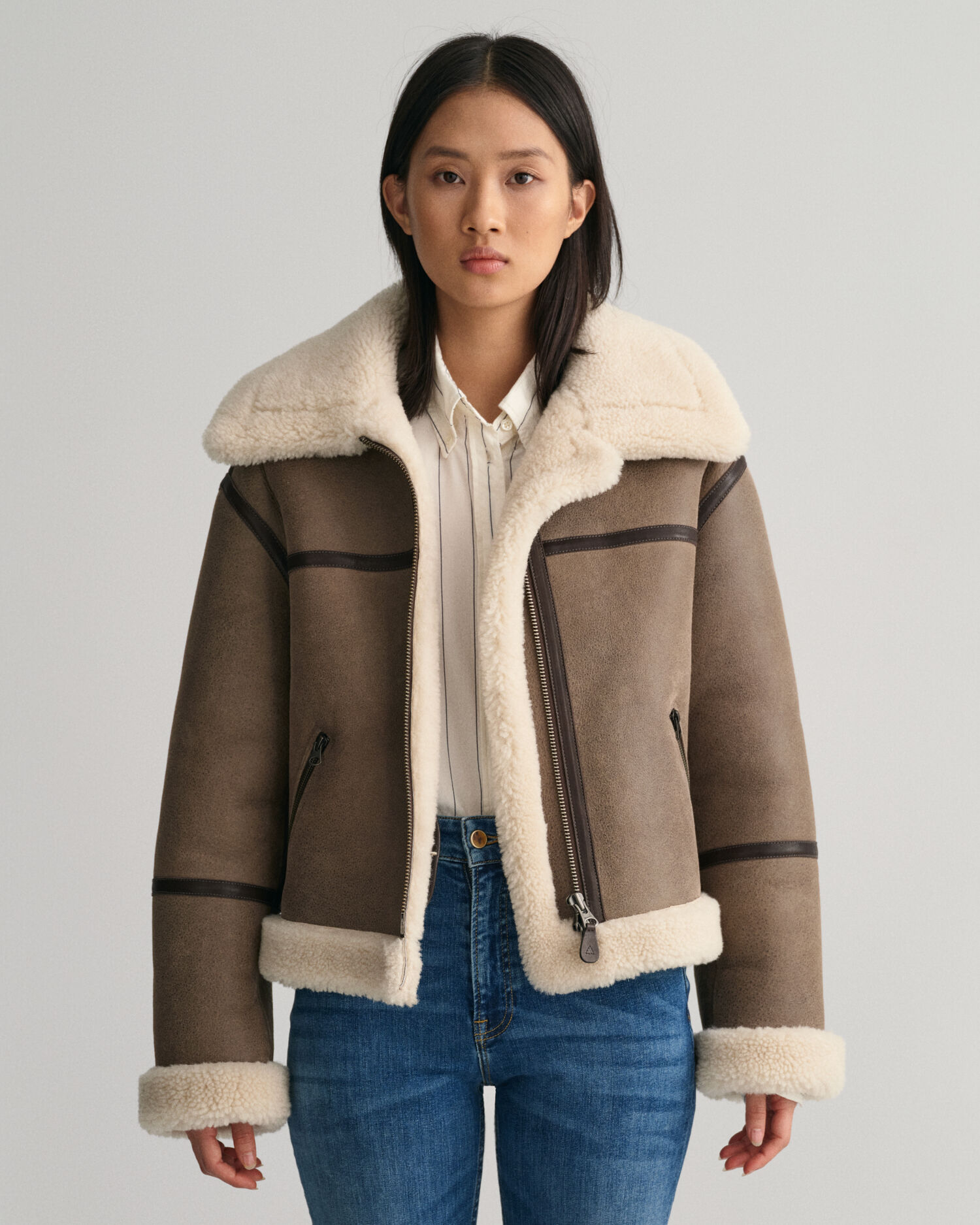 SUEDE FAUX SHEARLING JACKET | Lucky Brand