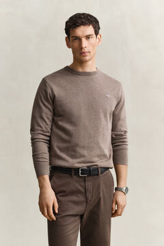 Cotton Crew Neck Sweater — DK HAZELNUT MELANGE 4