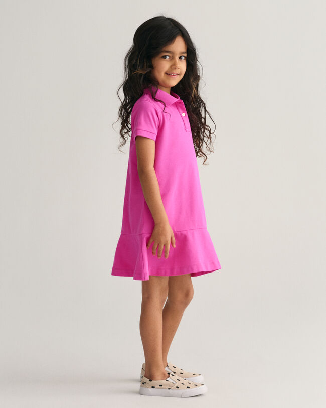 Girls Short Sleeve Piqu&eacute; Flounce Dress