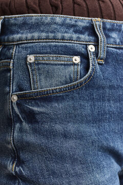 Cropped Straight Leg Stretch Jeans — MID BLUE BROKEN IN 5