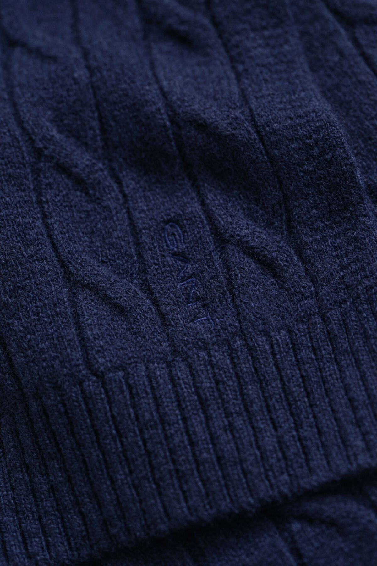 Wool Cable Knit Scarf — EVENING BLUE