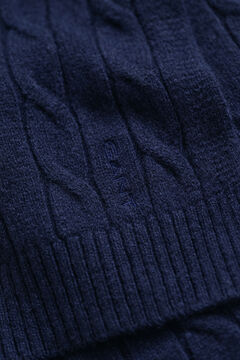 Wool Cable Knit Scarf — EVENING BLUE 2