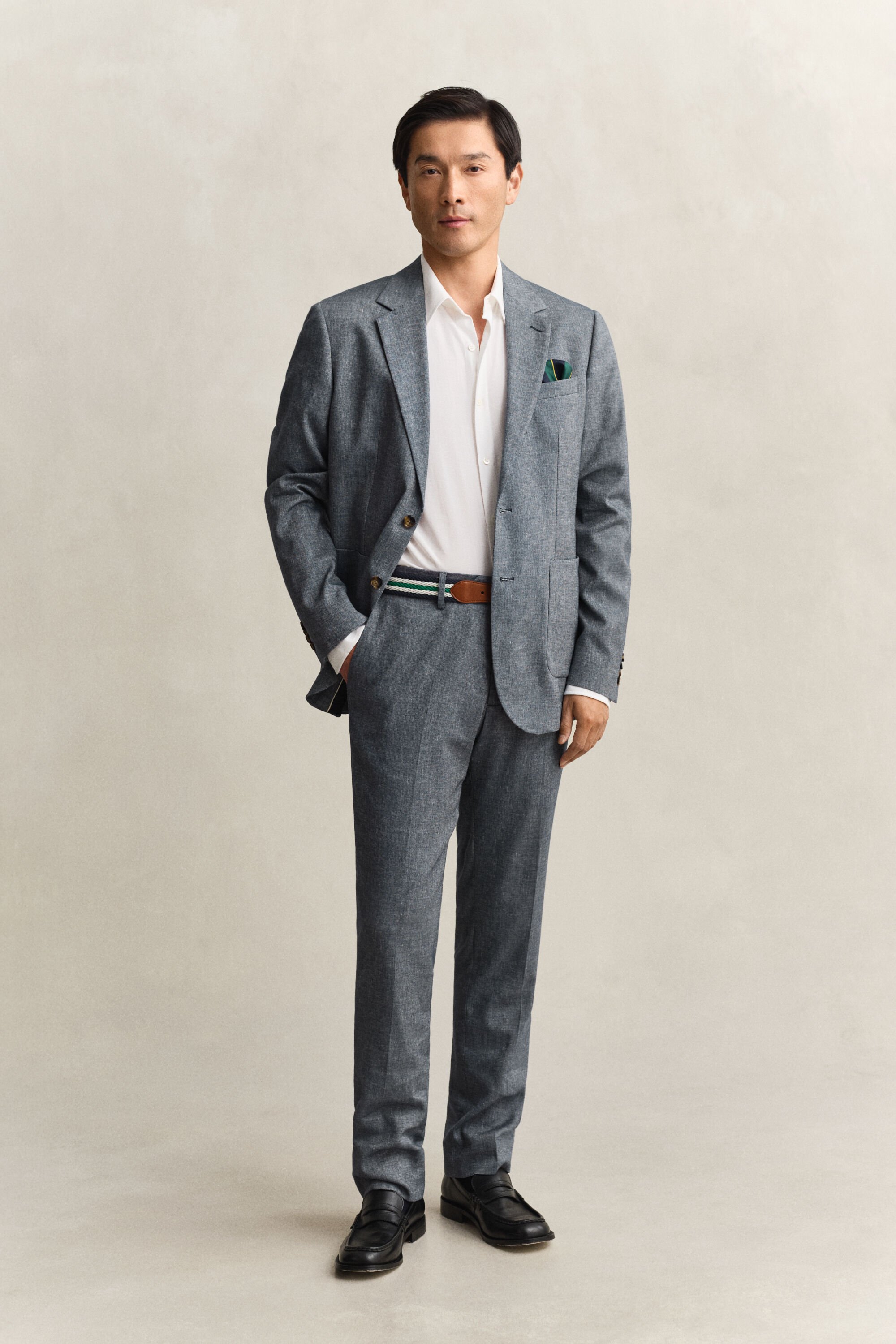 Indigo Herringbone Suit Pants