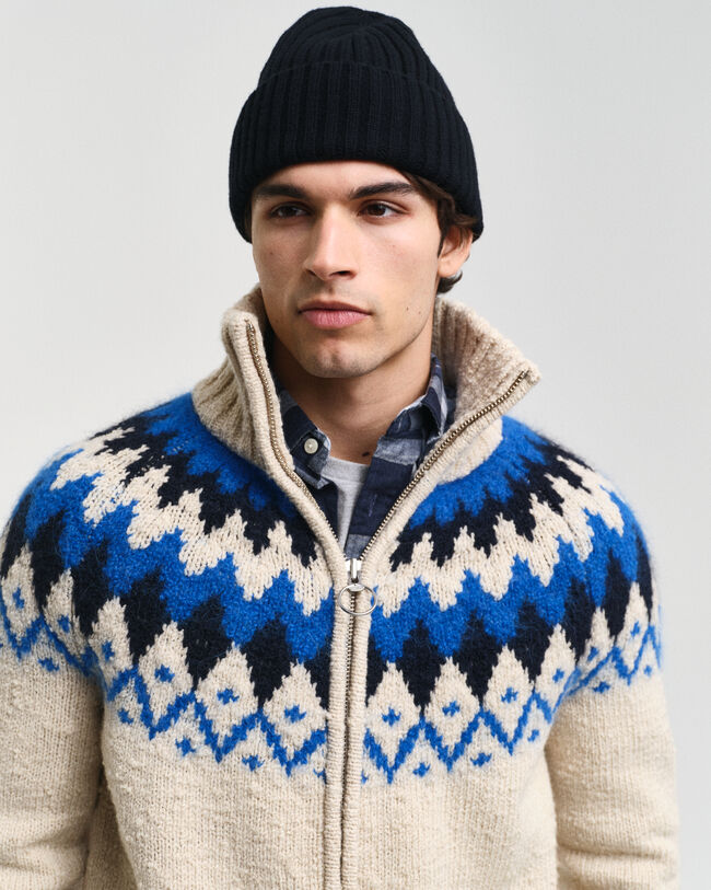 Jacquard Zip Cardigan