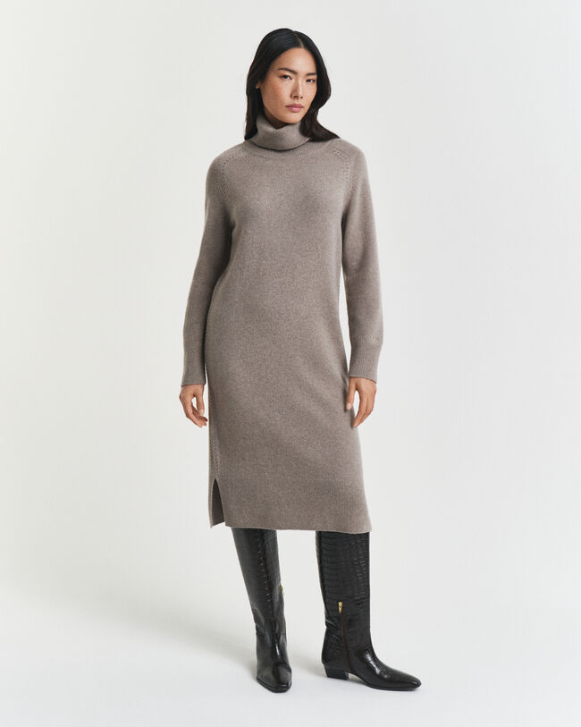 Knit Detail Turtleneck Dress