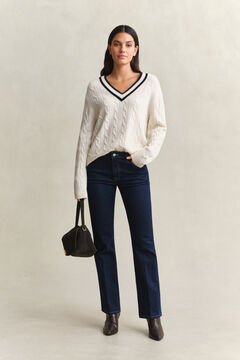 Merino Wool Cable Knit Sweater — CREAM 5