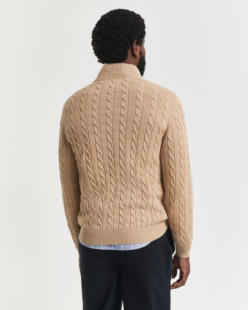 Cotton Cable Knit Half-Zip Sweater