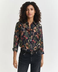 Regular Fit Floral Printed Cotton Silk Shirt