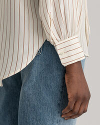 Pinstripe Bow Silk Shirt