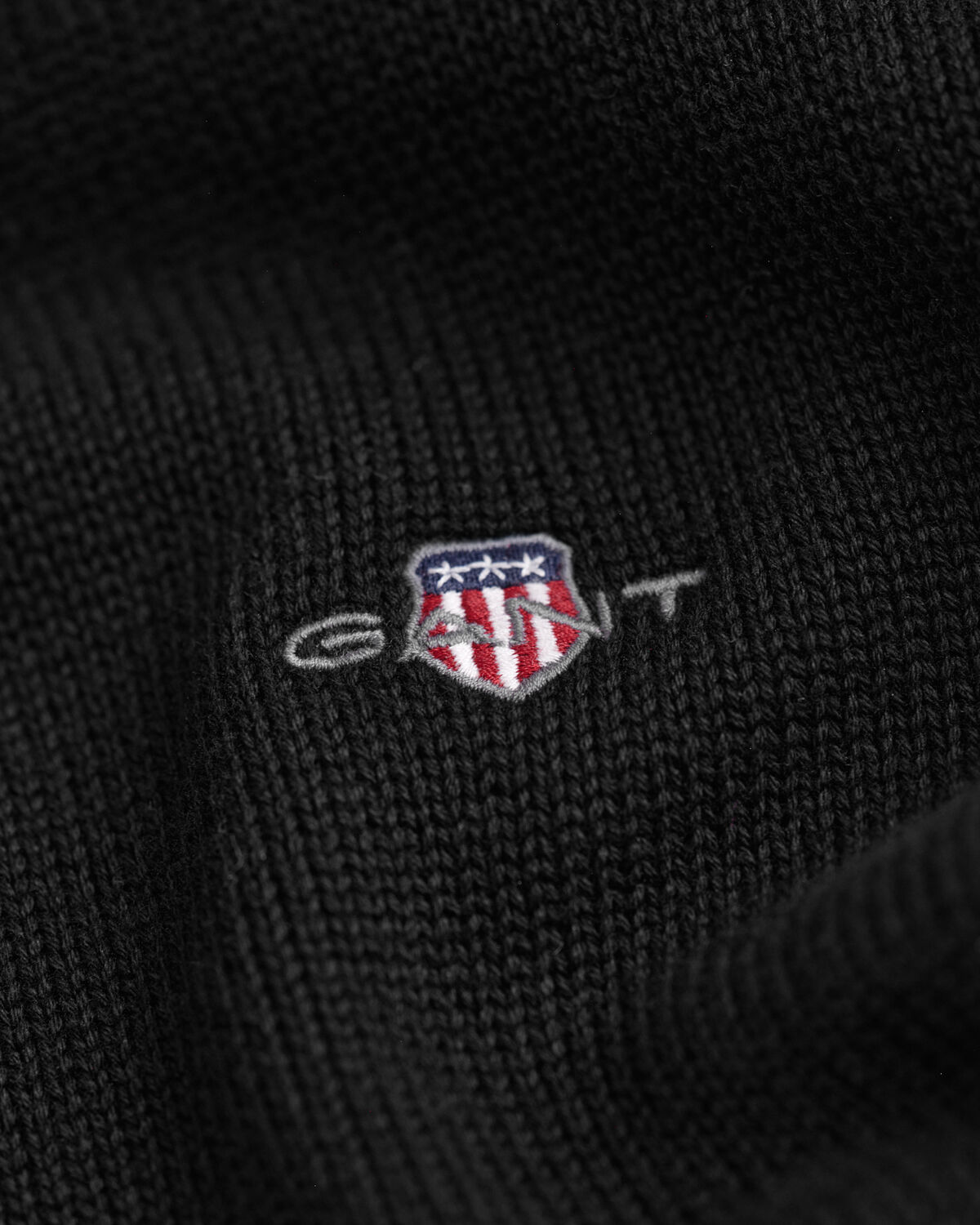 Casual Cotton Half-Zip Sweater — BLACK