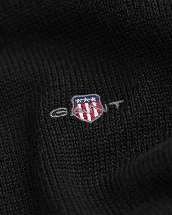 Casual Cotton Half-Zip Sweater — BLACK