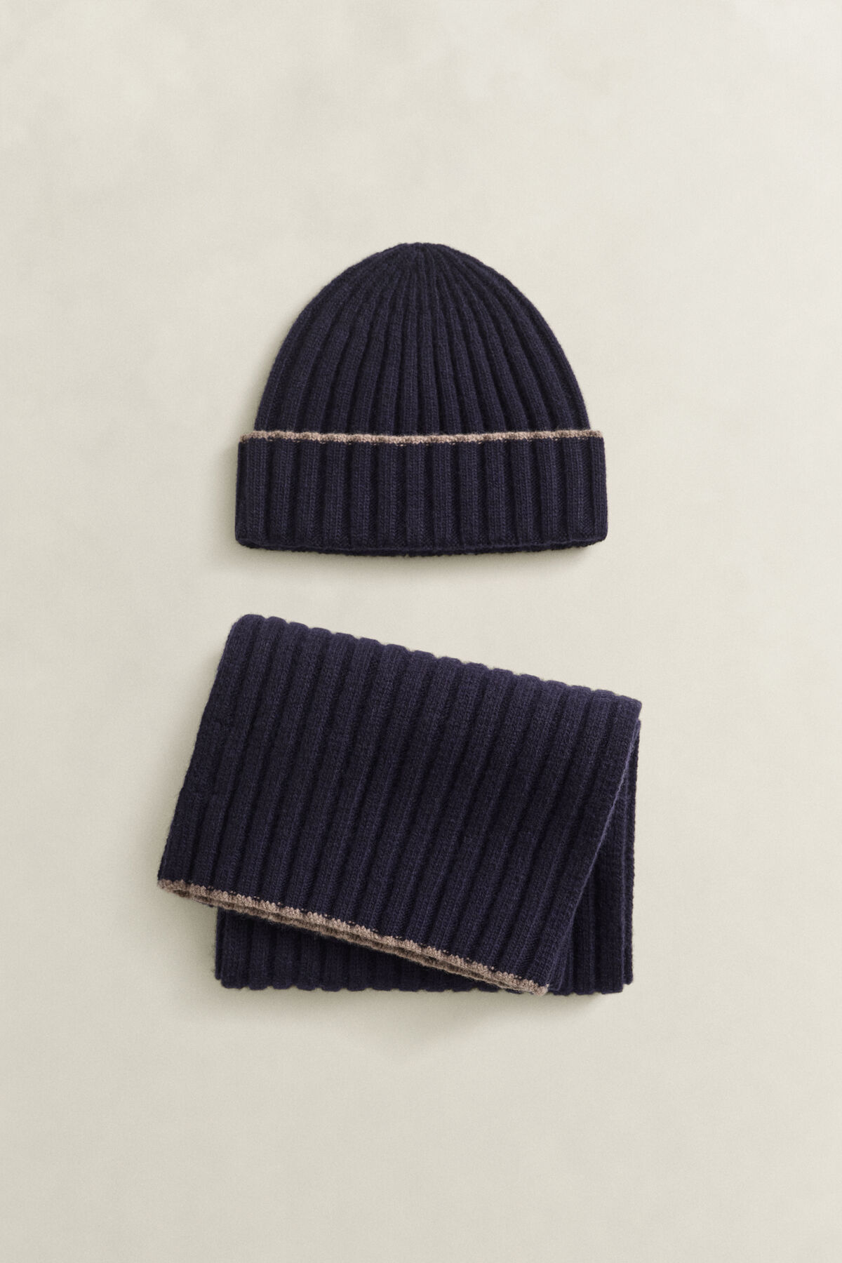 Tipped Scarf & Beanie Gift Set — EVENING BLUE