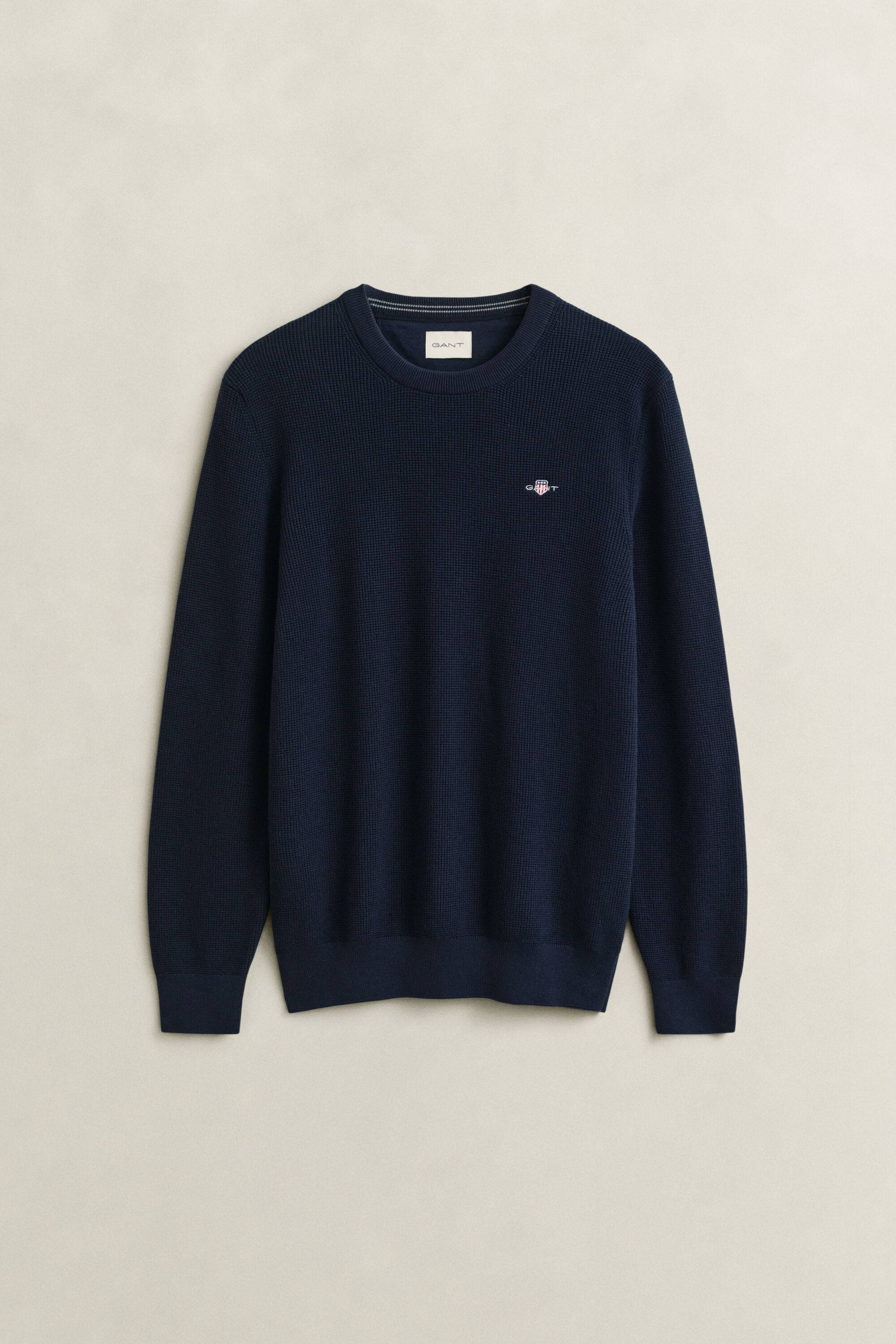 Textured Cotton Crew Neck Sweater