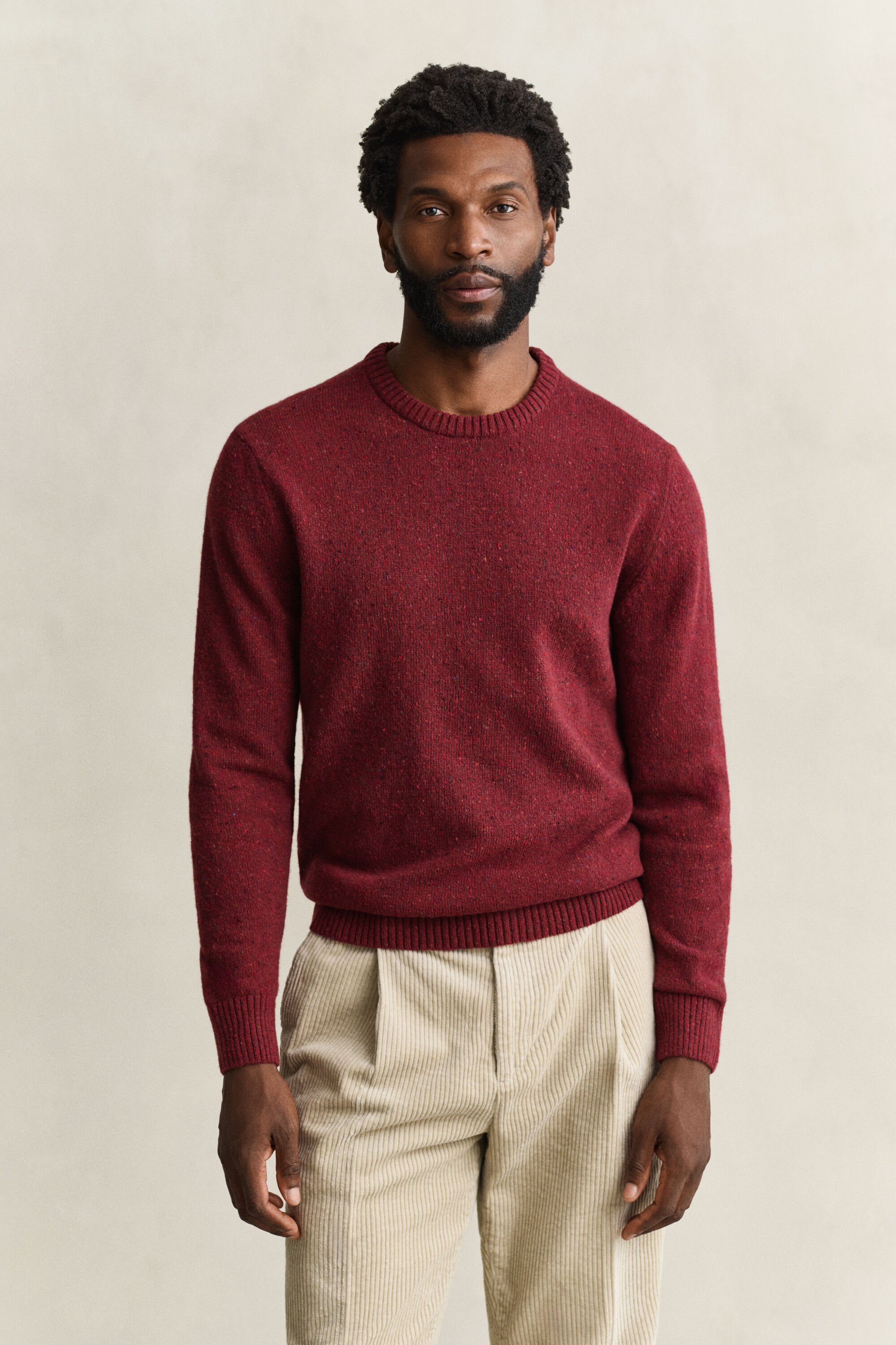 Wool Blend Nepps Crew Neck Sweater
