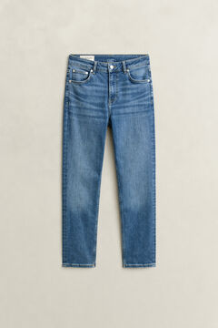 Cropped Stretch Jeans — MID BLUE BROKEN IN 1