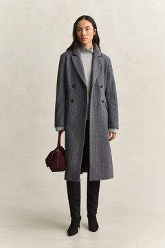 Striped Wool Blend Coat — CHARCOAL MELANGE 8