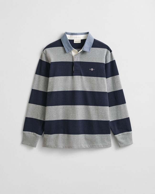 Chambray Collar Striped Heavy Rugger