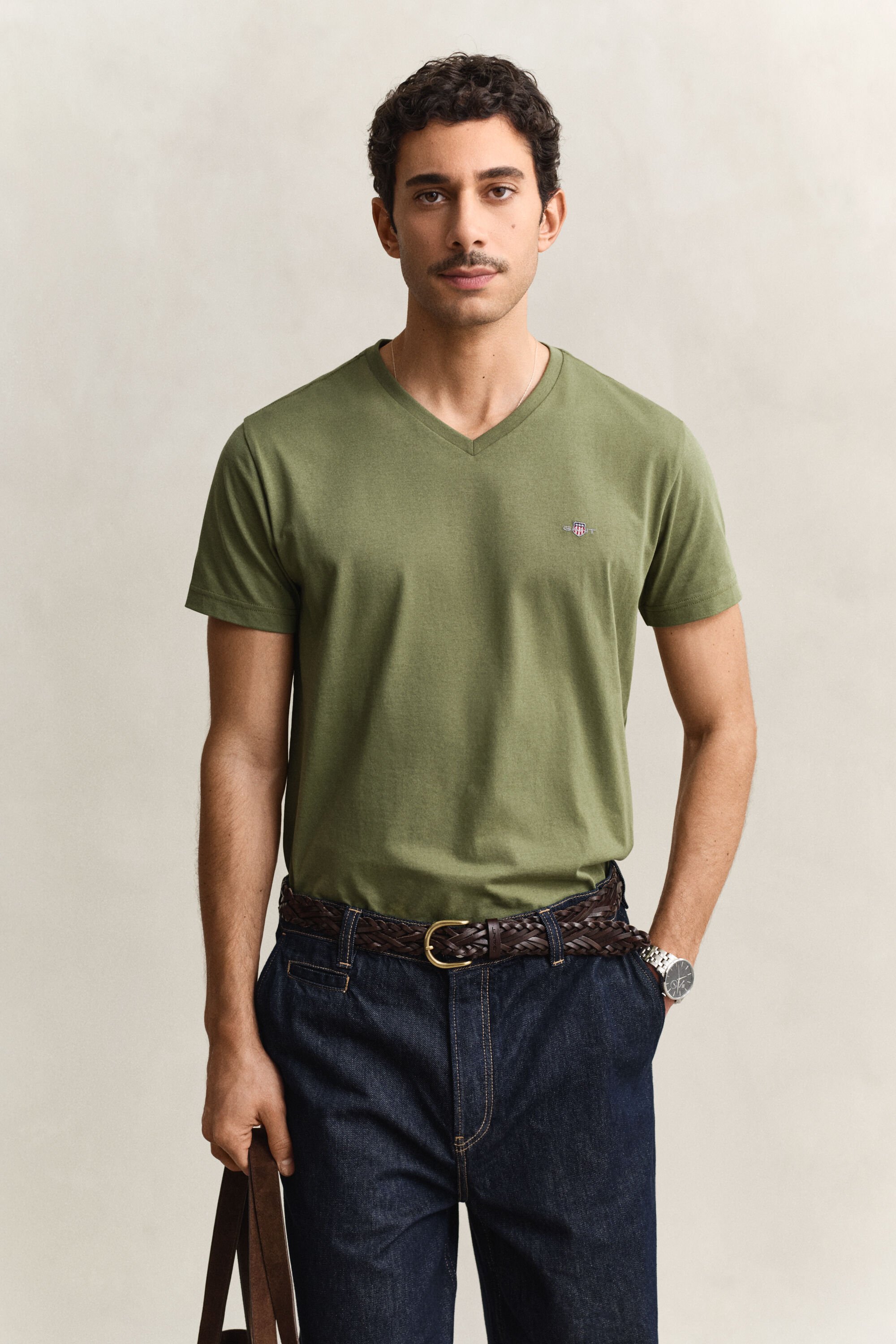 Slim Fit Shield V-Neck T-Shirt