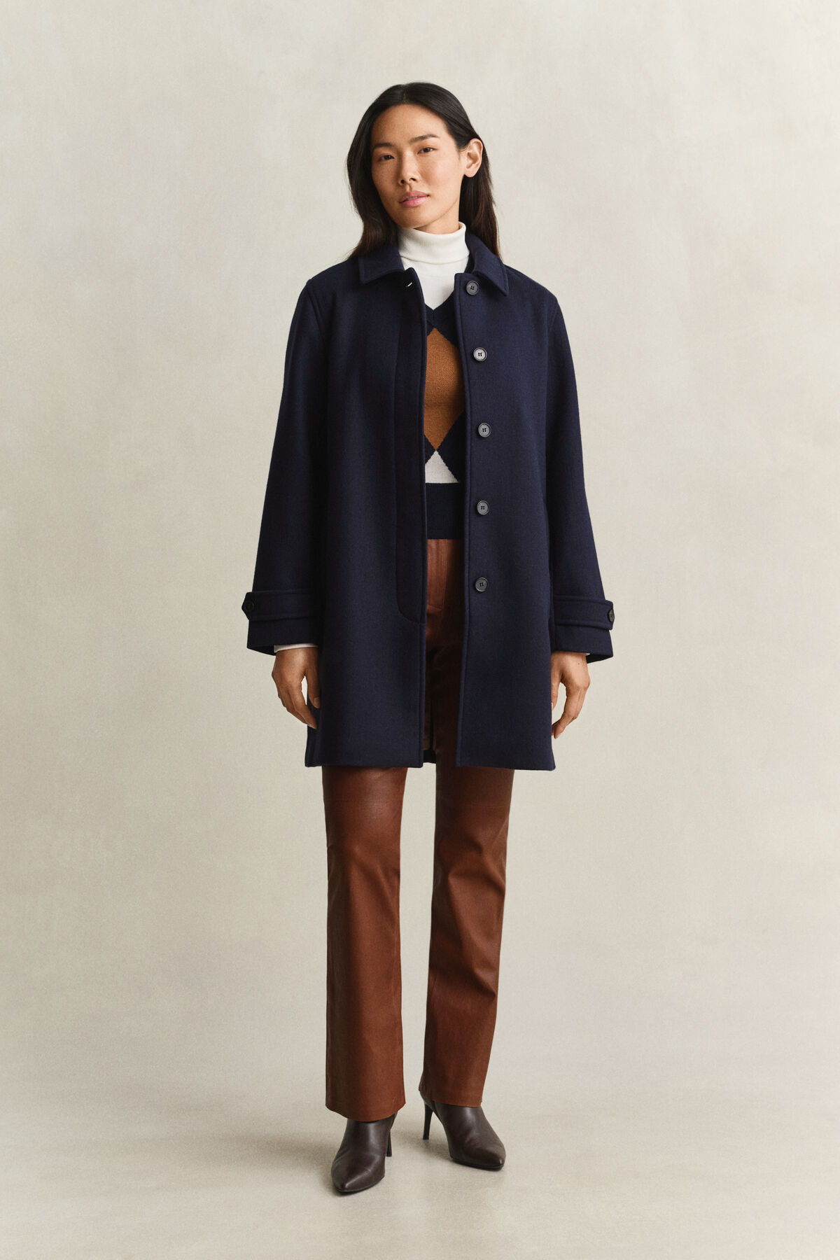 Wool Blend Car Coat — EVENING BLUE