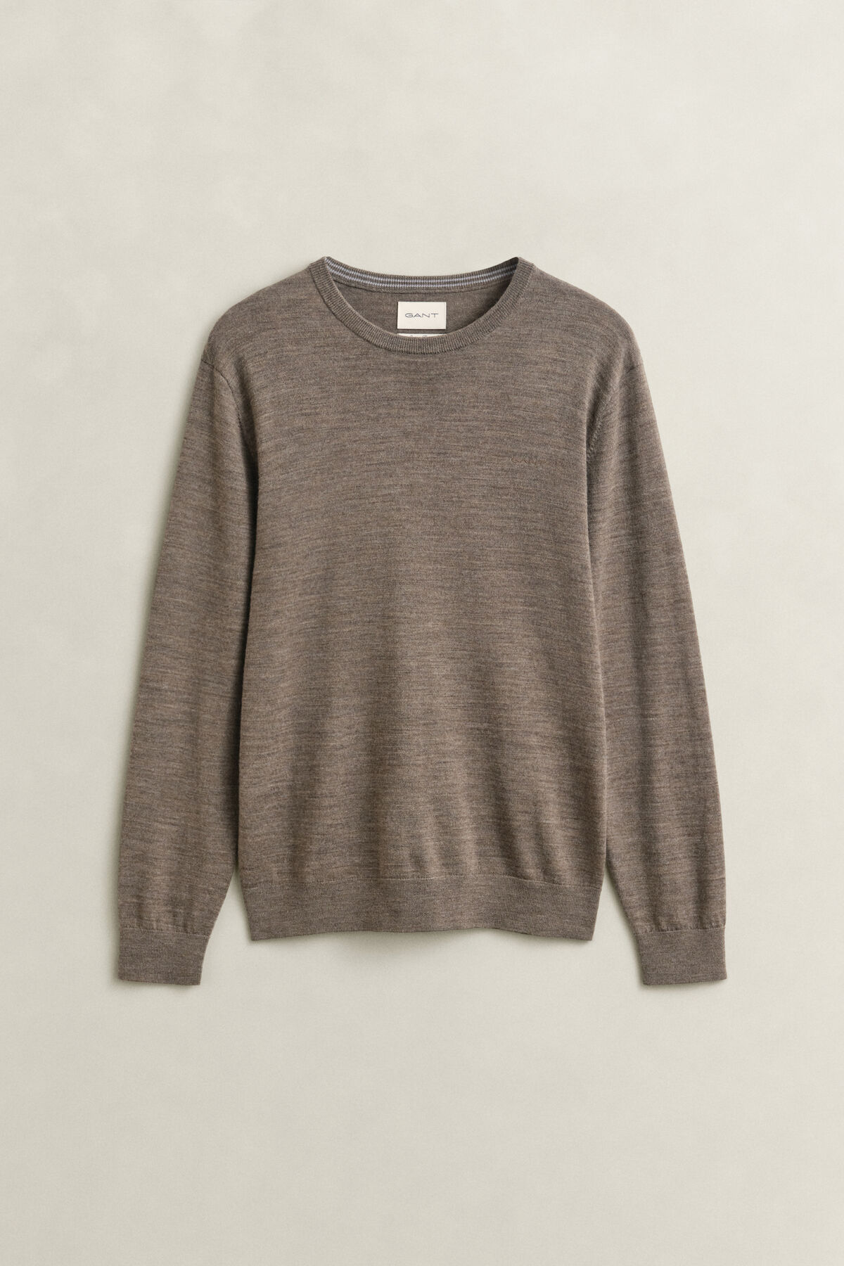 Merino Wool Crew Neck Sweater — DK HAZELNUT MELANGE