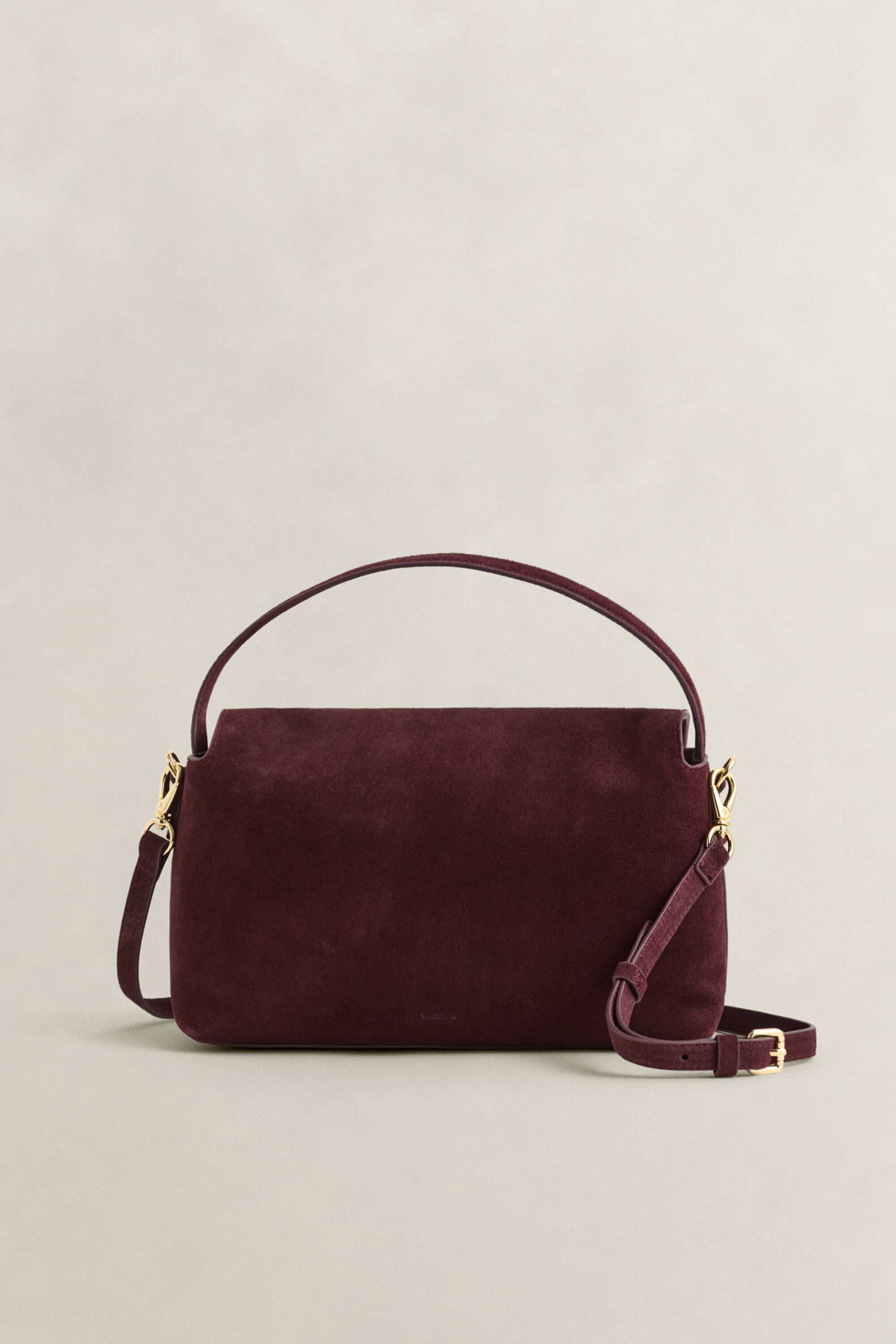 Slouchy Suede Shoulder Bag — DARKENED WINE