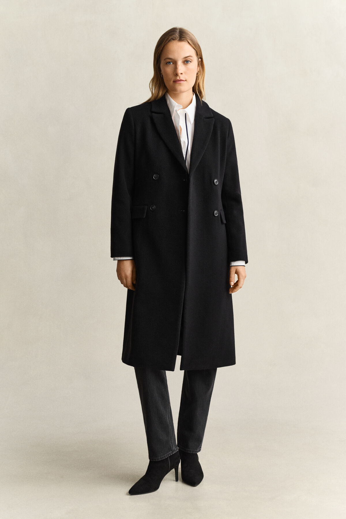 Wool Cashmere Blend Coat — BLACK