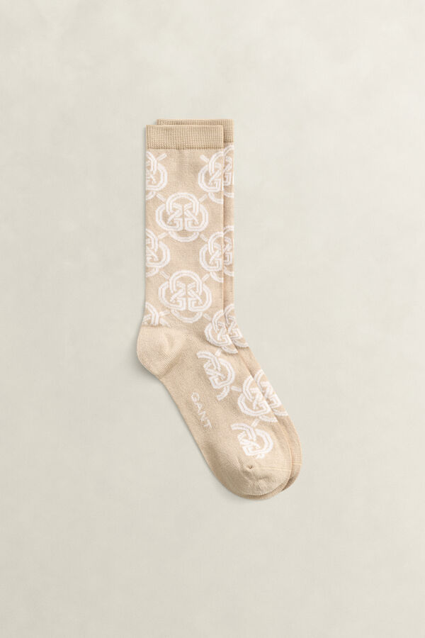 Monogram Socks — OAT BEIGE