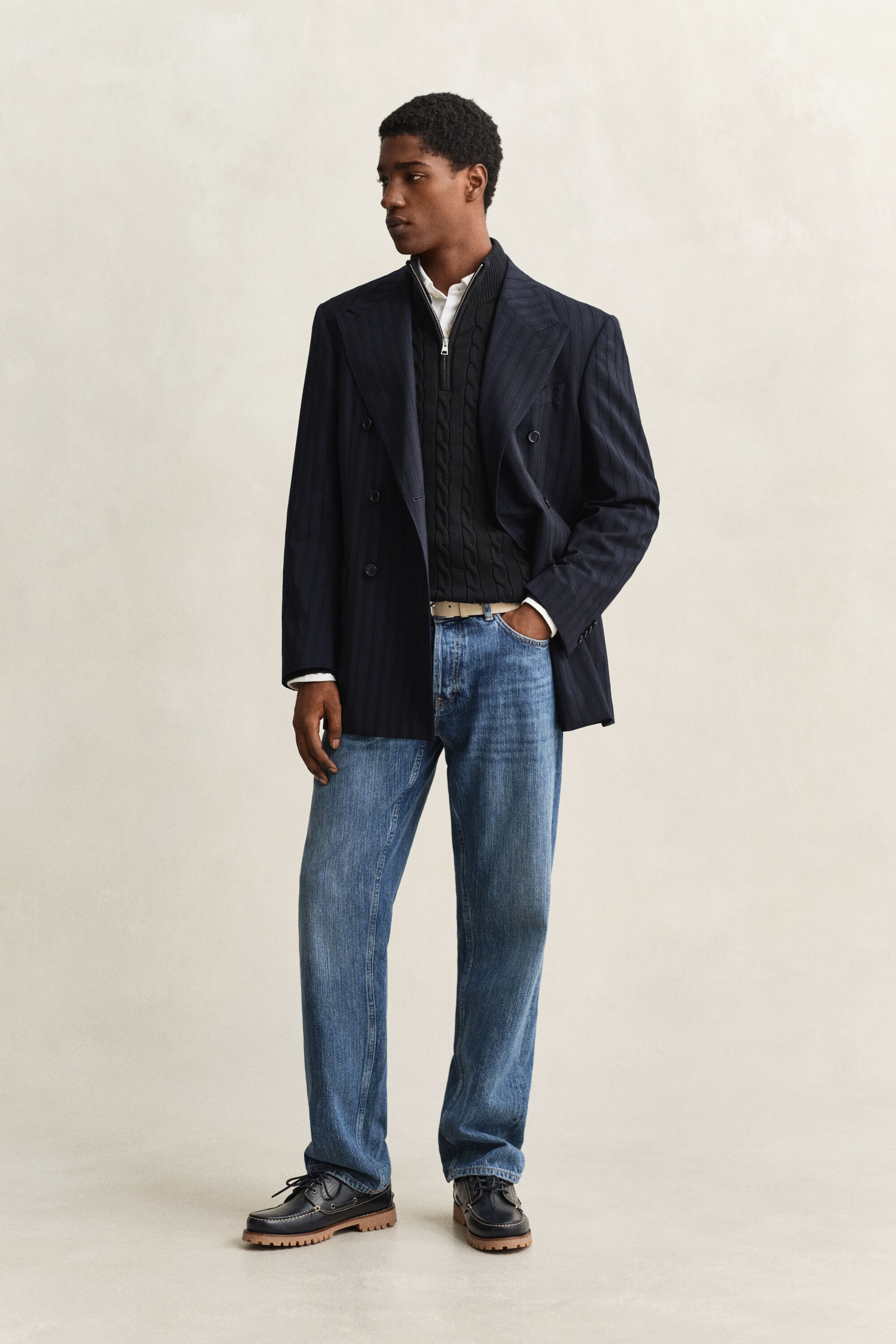 Cotton Cable Knit Half-Zip Sweater