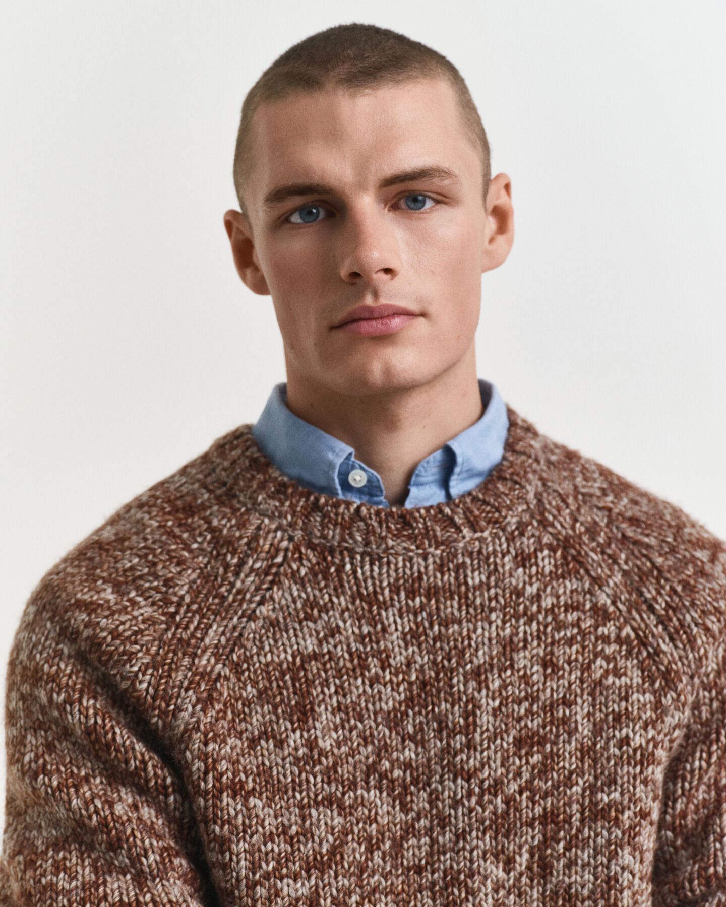 Mélange Wool Crew Neck Sweater
