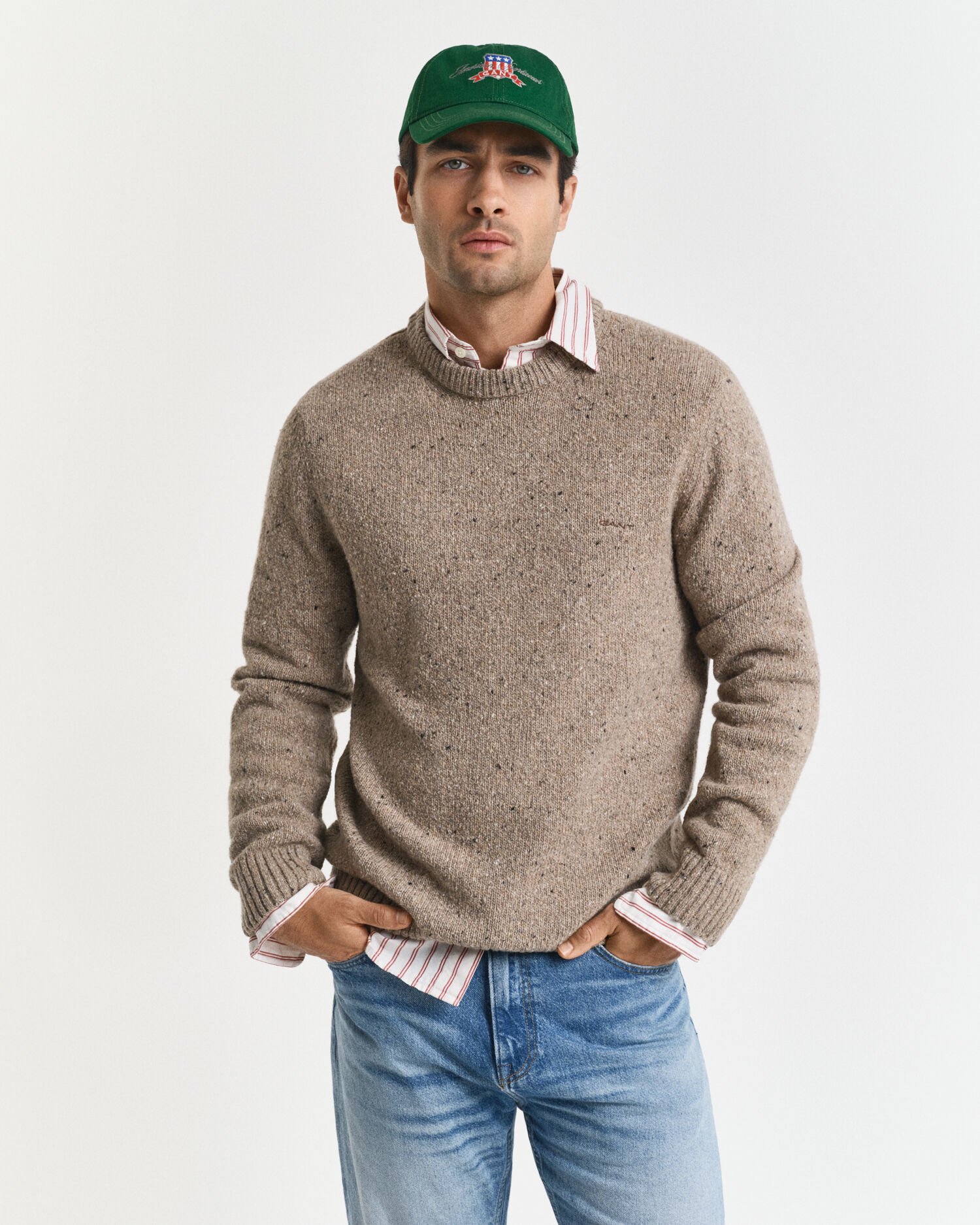 Wool Blend Nepps Half-Buttoned Sweater - GANT