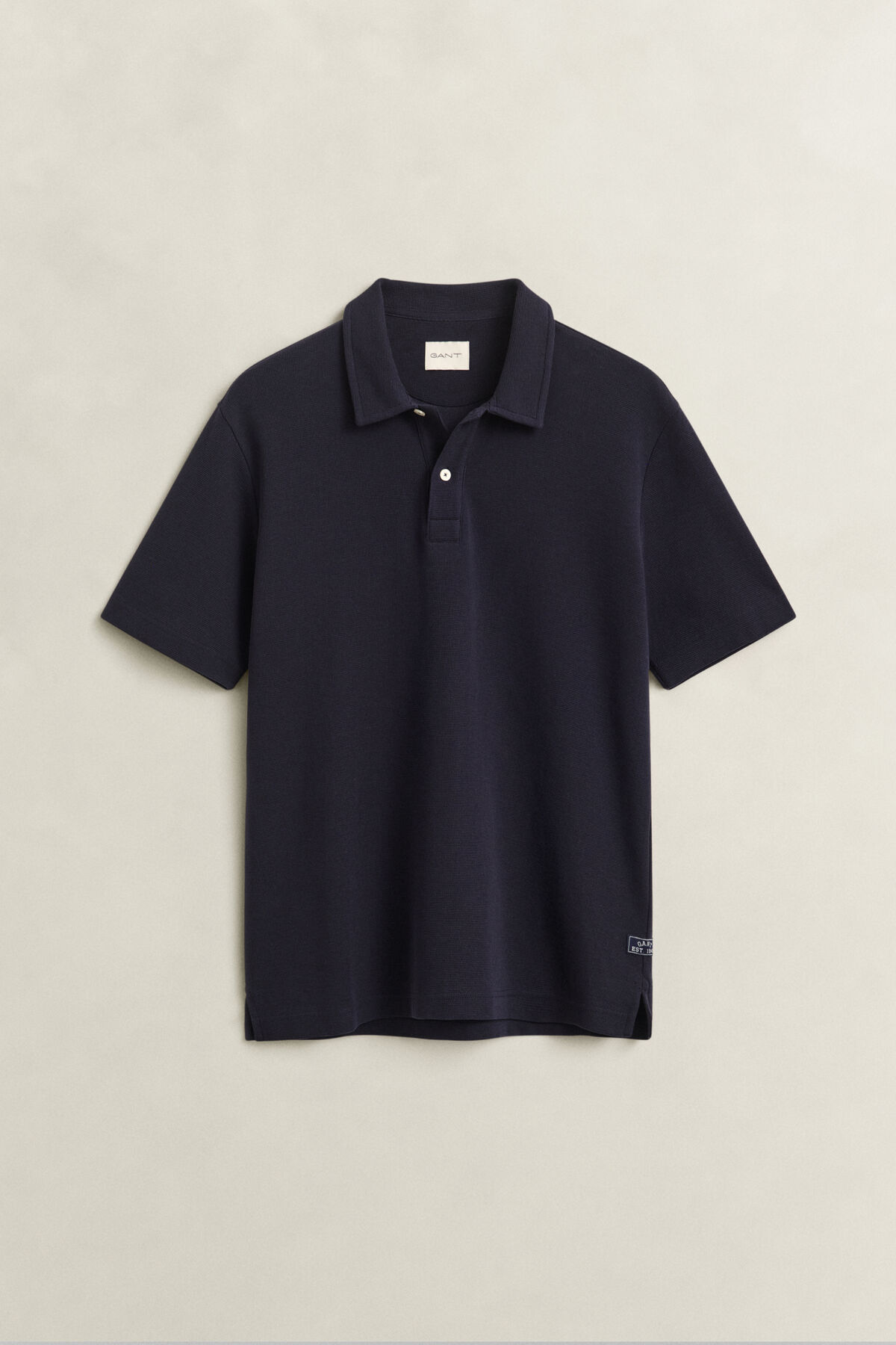 Waffle Texture Polo Shirt — EVENING BLUE