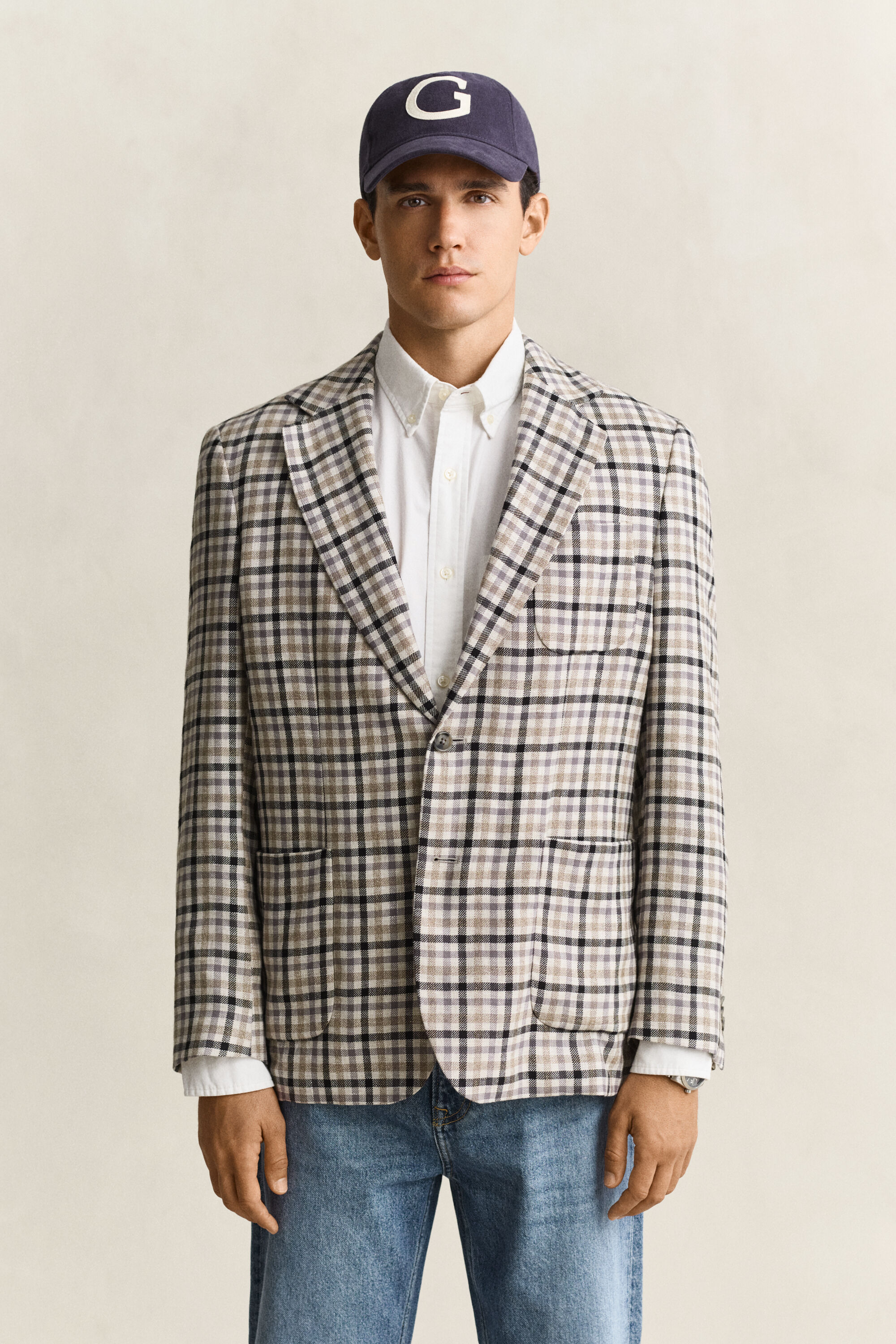 Wool Linen Check Blazer