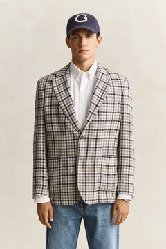 Wool Linen Check Blazer — CREAM 6