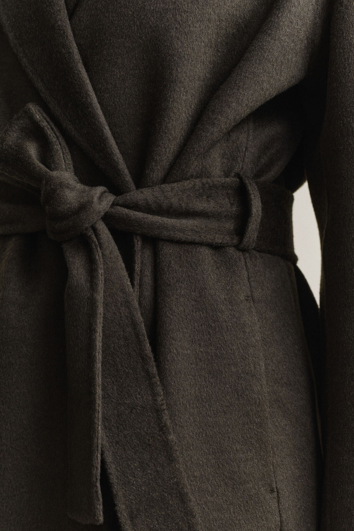 Handstitched Belted Coat — DARK MOSS GREEN