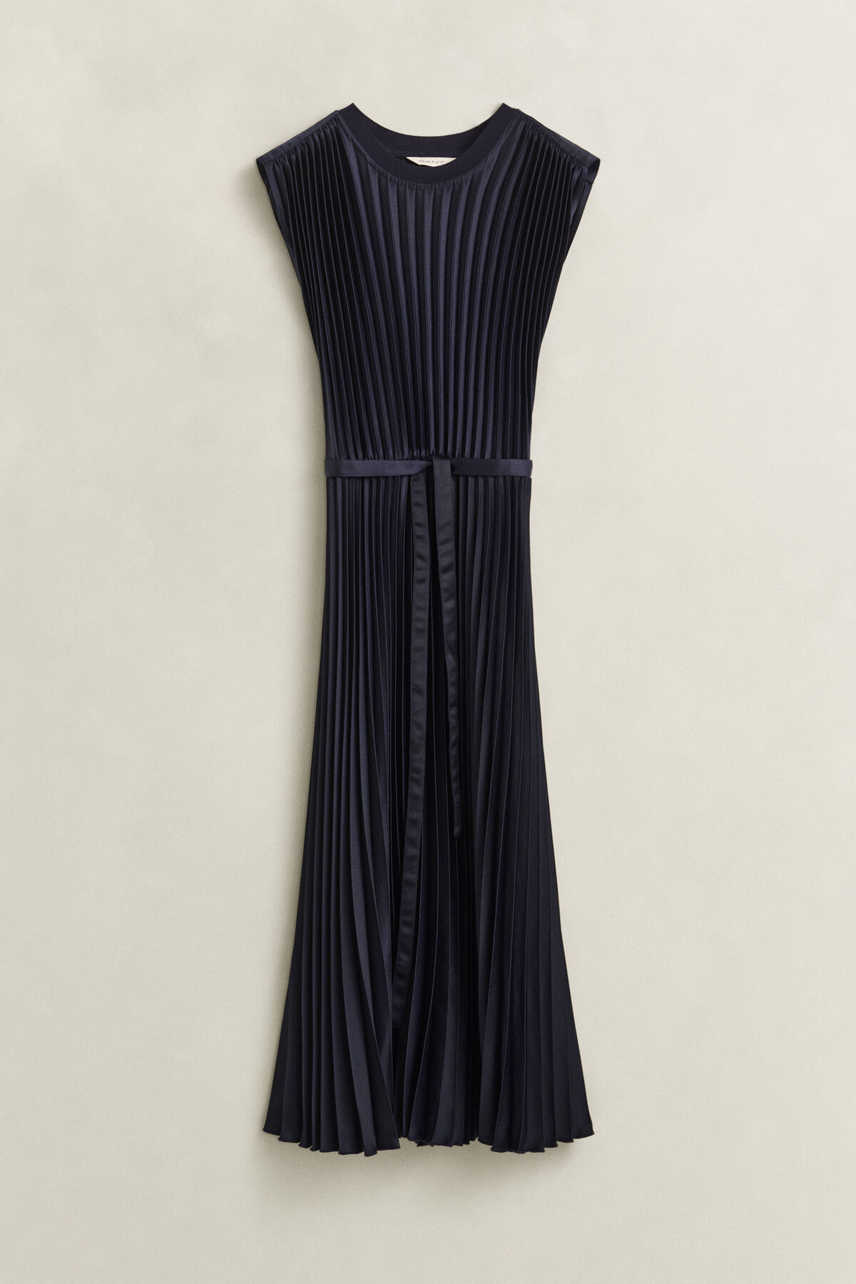 Pleated Belted Dress — EVENING BLUE