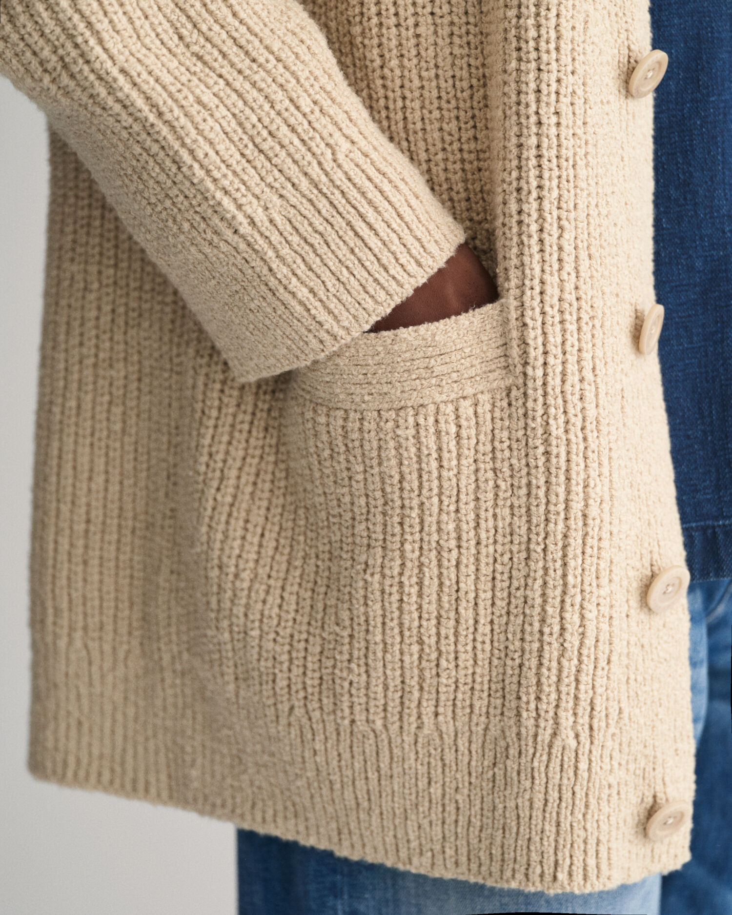 Ribbed Bouclé Cardigan - GANT