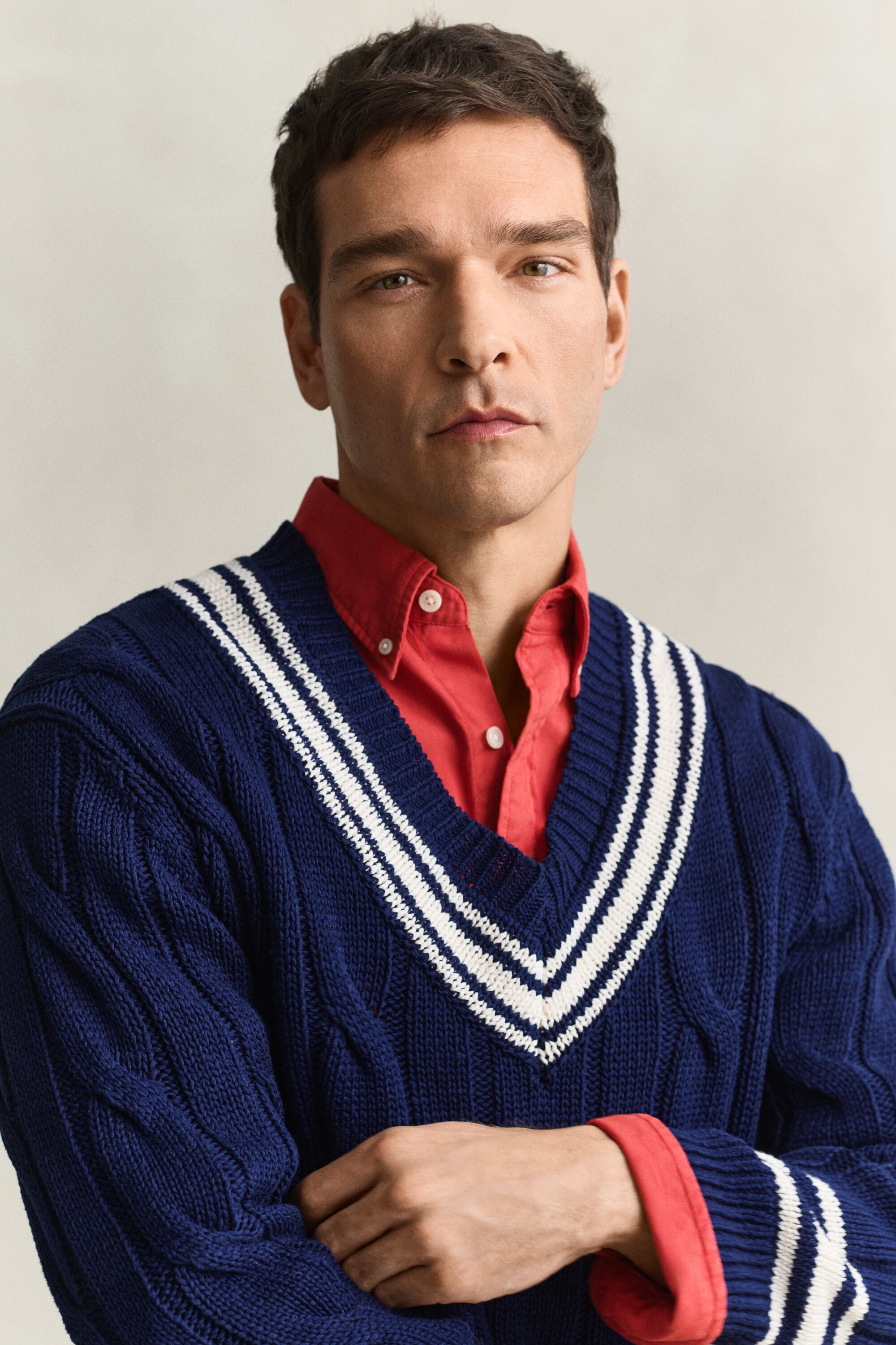 Cable Knit V-Neck Sweater