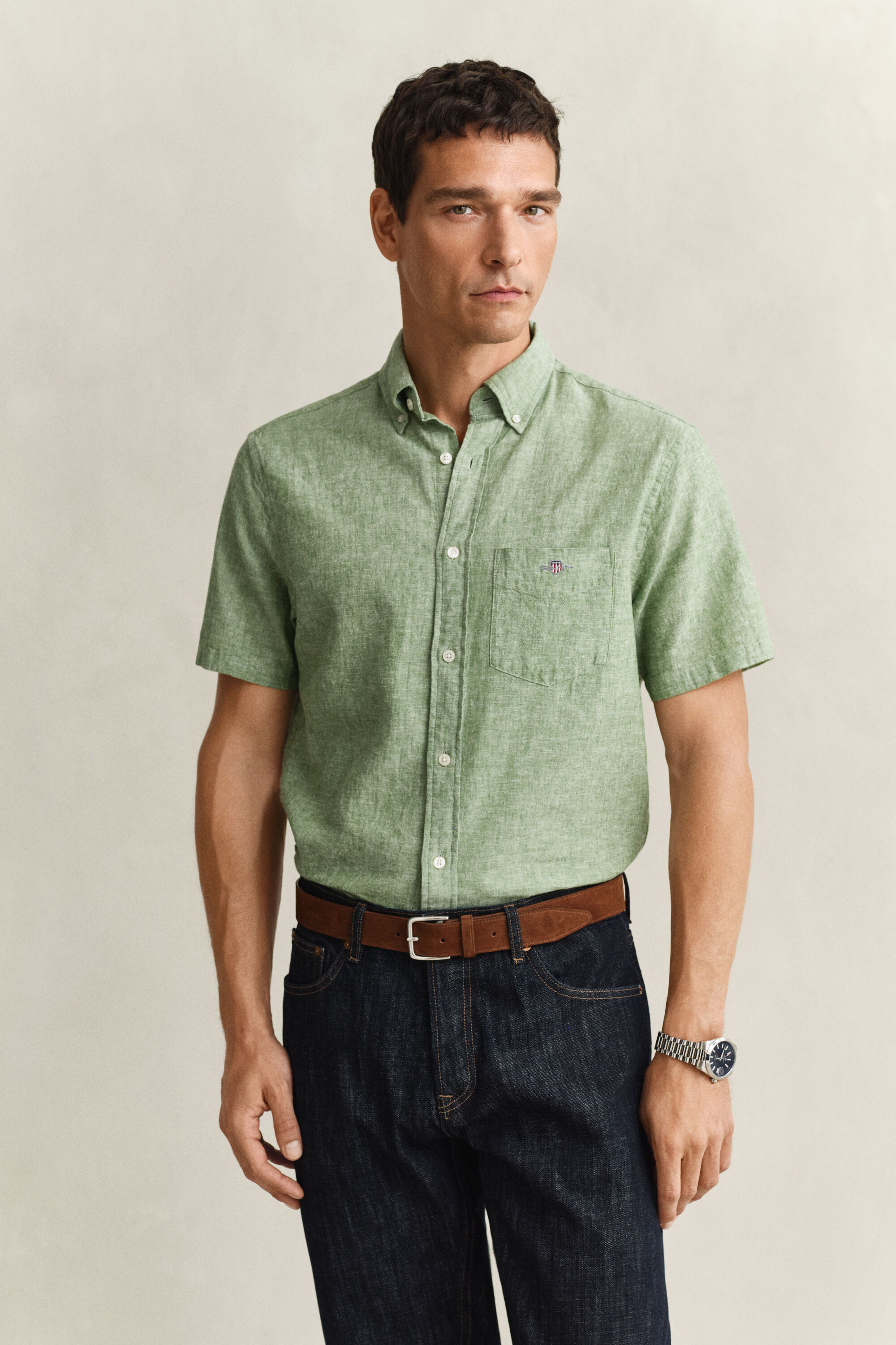 Linen Blend Short Sleeve Shirt