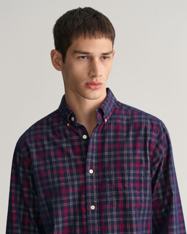 Regular Fit Checked Corduroy Shirt