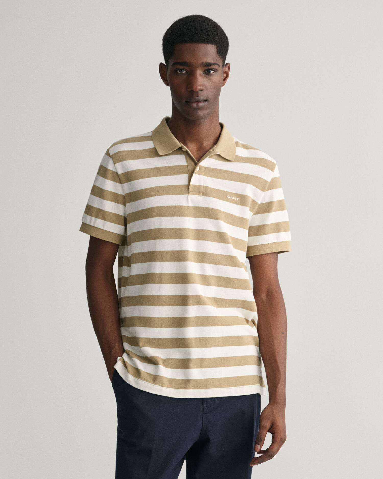 Wide Striped Piqué Polo Shirt