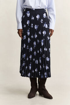 Floral Print Pleated Skirt — EVENING BLUE 4